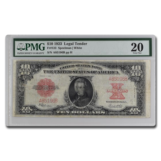 1923 $10 United States Note Red Seal VF-20 PMG (Poker Chip) 1923 $10 United States Note Red Seal VF-20 PMG (Poker Chip)